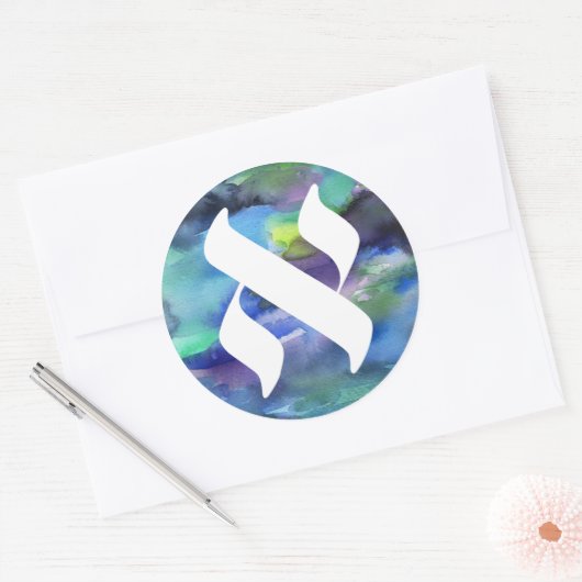 Jewish Language Project Logo Alef WatercoloSticker Ronde Sticker (Envelop)