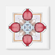 Jewish Luck Magnet - Pomegranate, Hamsa, Knoflook