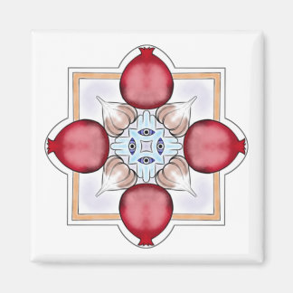 Jewish Luck Magnet - Pomegranate, Hamsa, Knoflook