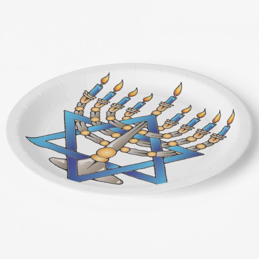 Jewish Menorah Papieren Bordje (Gekanteld)