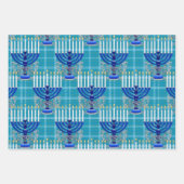 Jewish-Menorah-Pset-Cyan Inpakpapier Vel (Voorkant)