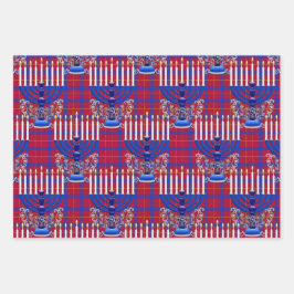 Jewish-Menorah-Pset-Pomegranate-Red Inpakpapier Vel