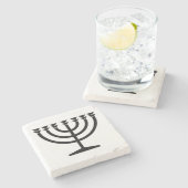 Jewish Menorah (symbool van het jodendom) Stenen Onderzetter (Zijkant)