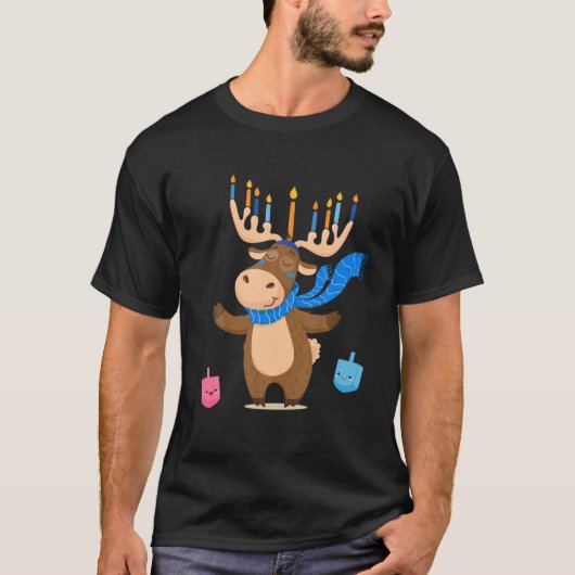 Jewish Moose Funny Hanukkah Moose Girl Women Pajam T-shirt (Voorkant)