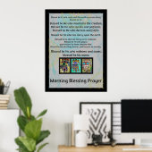 Jewish Morning Blessing Prayer Batik Hamsa Poster (Thuiskantoor)