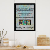 Jewish Morning Blessing Prayer Batik Hamsa Poster (Keuken)