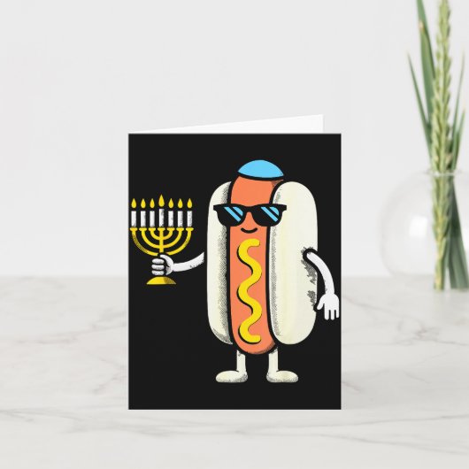 Jewish Pjs Hotdog Funny Food Hanukkah Pajamas Chan Kaart (Voorkant)