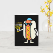 Jewish Pjs Hotdog Funny Food Hanukkah Pajamas Chan Kaart (Gele Bloem)