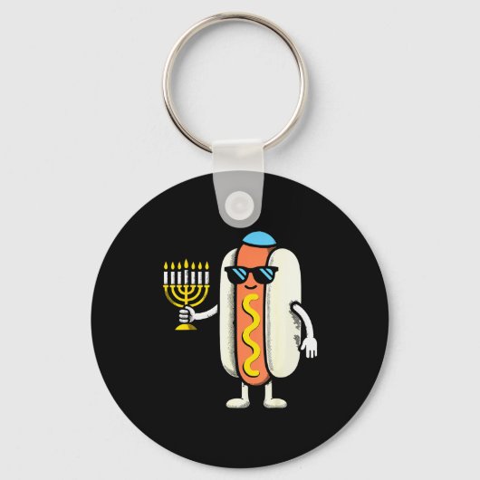 Jewish Pjs Hotdog Funny Food Hanukkah Pajamas Chan Sleutelhanger (Voorkant)