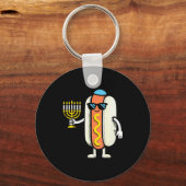 Jewish Pjs Hotdog Funny Food Hanukkah Pajamas Chan Sleutelhanger (Voorkant)