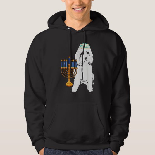 Jewish Poodle Dog Menorah Hanukkah Pajamas Chanuka Hoodie (Voorkant)
