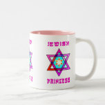 Jewish Princess Tweekleurige Koffiemok<br><div class="desc">Joodse geschenken en persoonlijke cadeauideeën voor joodse feestdagen zoals Hanukkah,  Passover,  Bas en Mitzvah speciale gelegenheden met traditionele jodendom en moderne thema's.  Joodse prinses baby cadeaus,  verjaardagscadeur en thuisdecor met Star van David en Hebreeuws die schrijven.</div>