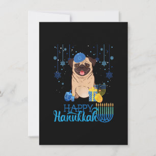 Jewish Pug Dog Menorah Pet Chanukah Hanukkah Jewis Kaart
