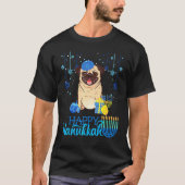Jewish Pug Dog Menorah Pet Chanukah Hanukkah Jewis T-shirt (Voorkant)