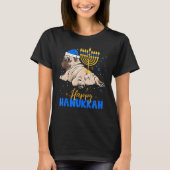 Jewish Pug Menorah Happy Hanukkah Chanukah Dog T-shirt (Voorkant)