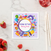 Jewish Purim Sameach Paars Clown Hamantash Servet (Insitu)