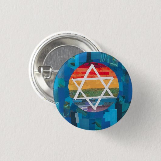 Jewish Rainbown Ronde Button 3,2 Cm (Voorkant /achterkant)