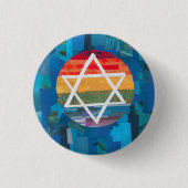 Jewish Rainbown Ronde Button 3,2 Cm (Voorkant)