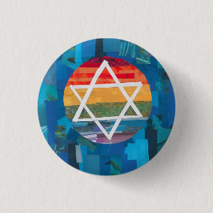 Jewish Rainbown Ronde Button 3,2 Cm