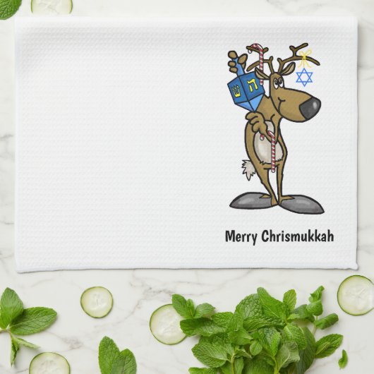 Jewish Reindeer Chrismukkah Kitchen Towel Theedoek (Gevouwen)