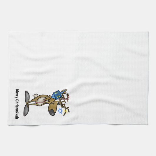 Jewish Reindeer Chrismukkah Kitchen Towel Theedoek (Horizontaal)