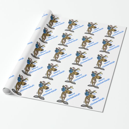 Jewish reindeer Chrismukkah Wrapping Paper Ver.2 Cadeaupapier (Uitgerold)