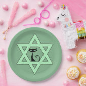 Jewish Retro Kitty Cat Star van David Papieren Bordje (Feest)