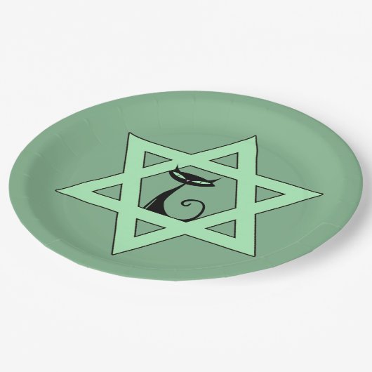 Jewish Retro Kitty Cat Star van David Papieren Bordje (Gekanteld)