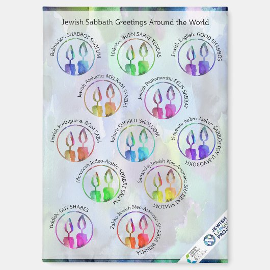 Jewish Sabbath Greetings Around the World Sticker Magneet (Voorkant)