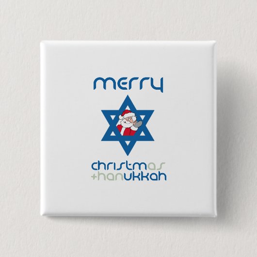 JEWISH SANTA VIERKANTE BUTTON 5,1 CM (Voorkant)