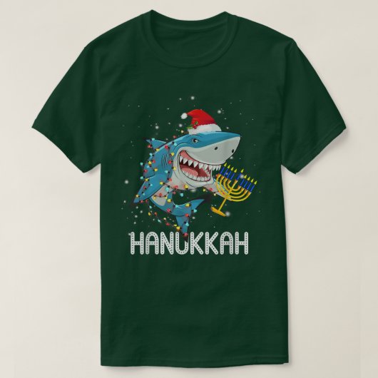 Jewish Shark Menorah Funny Hanukkah Chanukah Anima T-shirt (Design voorkant)