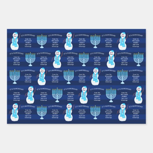 Jewish Snowman Monogram Kinder Holiday Assortation Inpakpapier Vel (Voorkant)