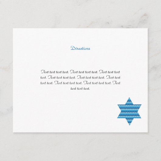 Jewish Star David Twins Bar Mitzvah Direction Card Informatiekaartje (Voorkant)