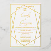 Jewish Star Geometric Lijst Gold Wedding Folie Uitnodiging (Voorkant)