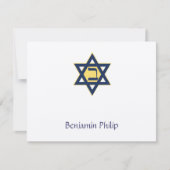 Jewish Star Hebrew Initiaal Bar Mitzvah Dank je Bedankkaart (Voorkant)