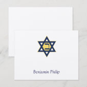 Jewish Star Hebrew Initiaal Bar Mitzvah Dank je Bedankkaart (Voorkant / Achterkant)