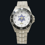 Jewish Star Horloge<br><div class="desc">Jewish gifts and gift ideas featuring beautiful Jewish Star of David with a wine glass in the center.</div>