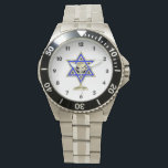Jewish Star Horloge<br><div class="desc">Jewish gifts and gift ideas featuring beautiful Jewish Star of David with a wine glass in the center.</div>