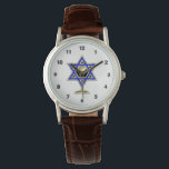 Jewish Star Horloge<br><div class="desc">Jewish gifts and gift ideas featuring beautiful Jewish Star of David with a wine glass in the center.</div>