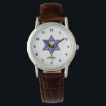 Jewish Star Horloge<br><div class="desc">Jewish gifts and gift ideas featuring beautiful Jewish Star of David with a wine glass in the center.</div>