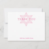 JEWISH STAR modern bat mitzvah meisje roze dank Kaart (Voorkant)