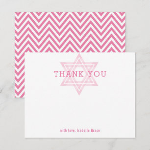 JEWISH STAR modern bat mitzvah meisje roze dank Kaart