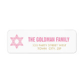 JEWISH STAR modern bat mitzvah roze goud simpel Etiket (Voorkant)