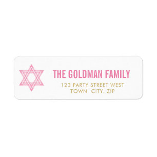 JEWISH STAR modern bat mitzvah roze goud simpel Etiket
