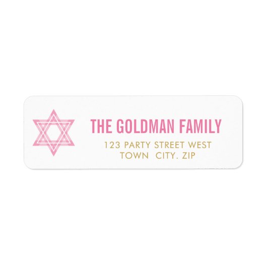 JEWISH STAR modern bat mitzvah roze goud simpel Etiket (Voorkant)