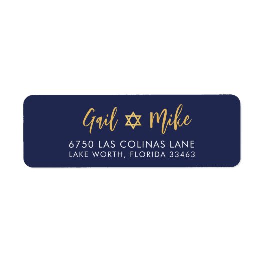 JEWISH STAR modern marvy blue gold Etiket (Voorkant)