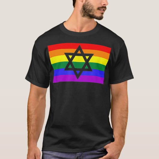 Jewish Star of David LGBTQ Gay Pride Flag Stuff Qu T-shirt (Voorkant)