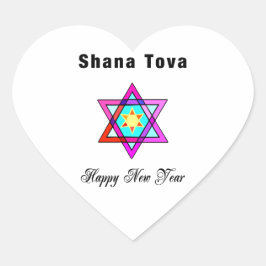 Jewish Star Shana Tova Hart Sticker