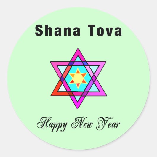 Jewish Star Shana Tova Ronde Sticker (Voorkant)