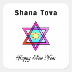 Jewish Star Shana Tova Vierkante Sticker